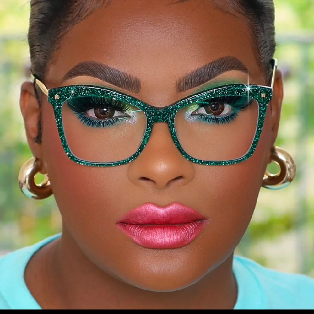Zelool Prescription-5.00 Glitter Gold & Kelly Green Large Frame Fashion … - Picture 10 of 13